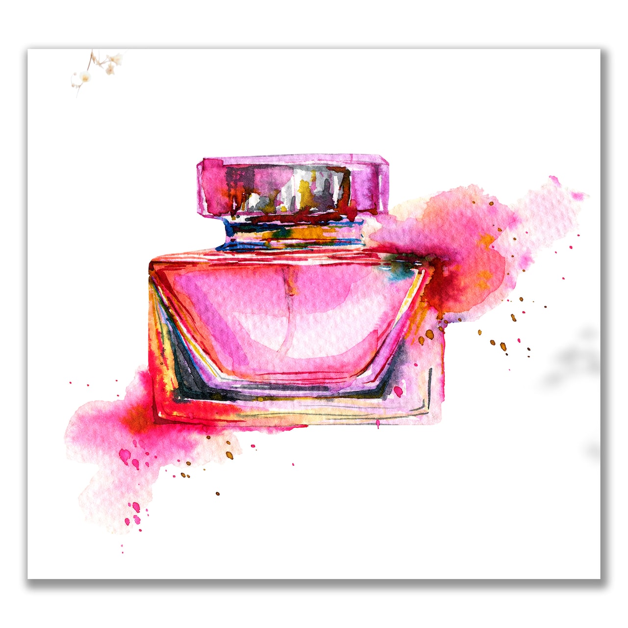 Designart - Bottle Of Perfume In Pink Watercolor - Modern Canvas Wall Art Print
